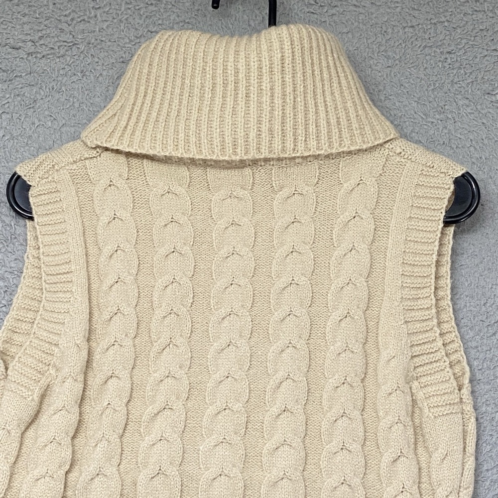 Cider Sweater Vest Womens M Beige Cable Knit Turtleneck Sleeveless Layering - Picture 9 of 13